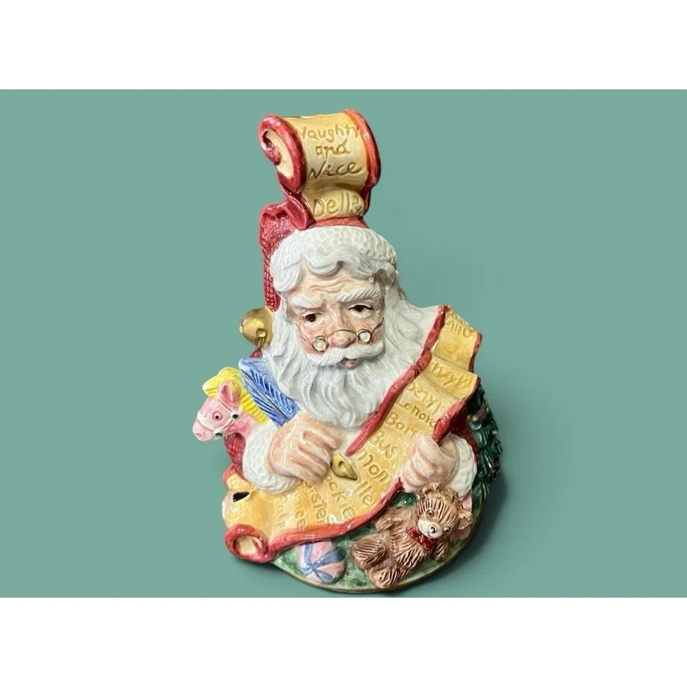 Fitz & Floyd Christmas Holiday Santa Claus Naughty Nice List Bell Clanger VTG